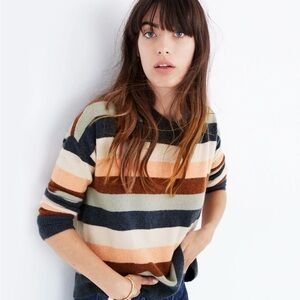 Madewell Pullover Sweater in Elmwood Stripe, Craftsman Blue Size Small